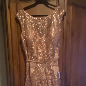 Stella couture formal Long dress. Size 18, Style 19063, color bronze.